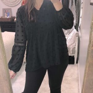 Black boho top size large